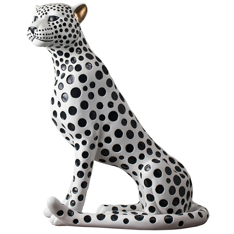 Home office resin craft sculpture decoration fiberglass animal leopard statue for sale