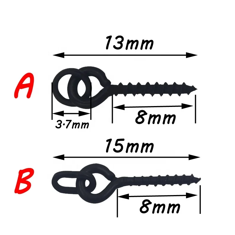 Matt Black Pellet Holder Bait Stop Carp Fishing Boilie Screw Bait Screws for Carp Hair Rigs Hooks Carp Fishing Terminal Tackle