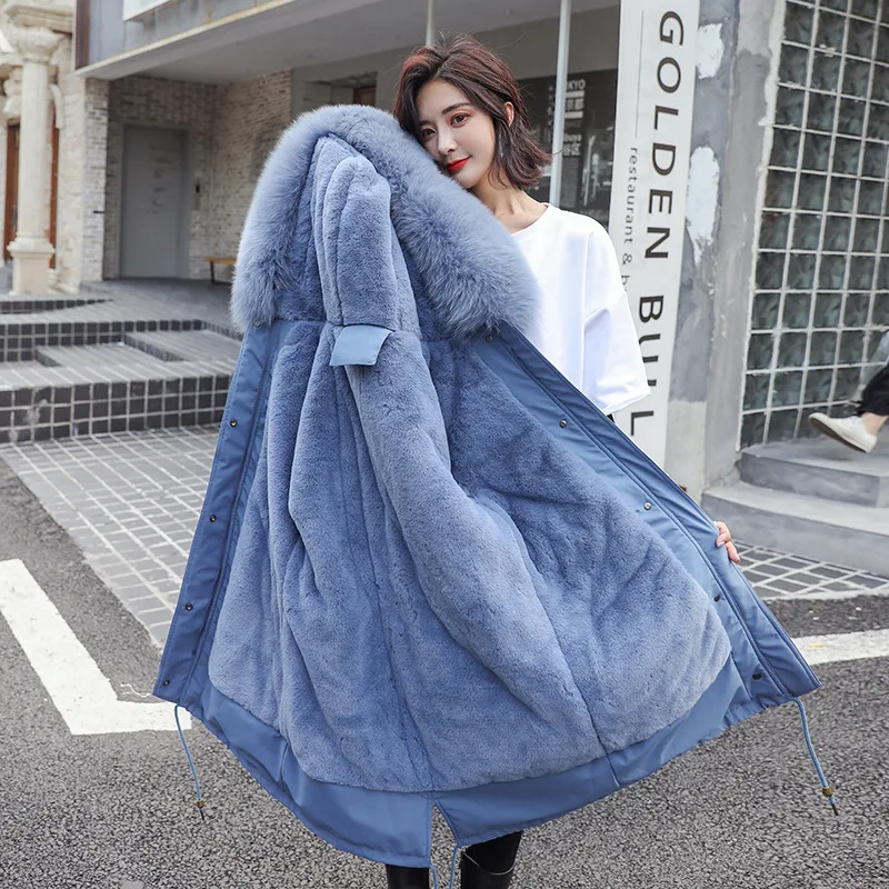 Wholesale Warm Winter Real Raccoon Green Fur Parka With Fur For Women