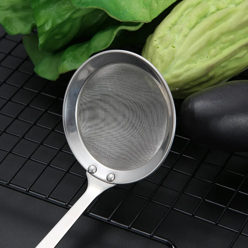 304 Stainless Steel Round Fine Mesh Strainers with Wooden Handle Kitchen Cooking Tool Strainer Set Oil Skimming Filter