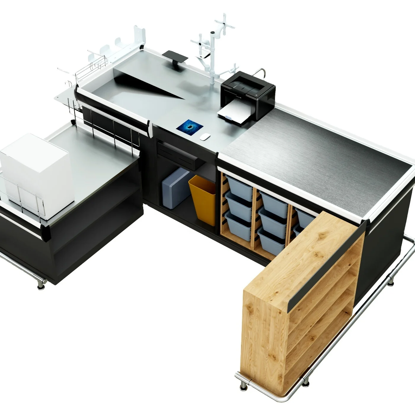 Customized checkout counter with different accessory