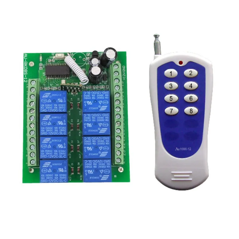 8Ch релейный модуль Rf беспроводной пульт дистанционного управления Переключатель Dc 12V 24V и 433Mhz пульт дистанционного управления системы приемник передатчик