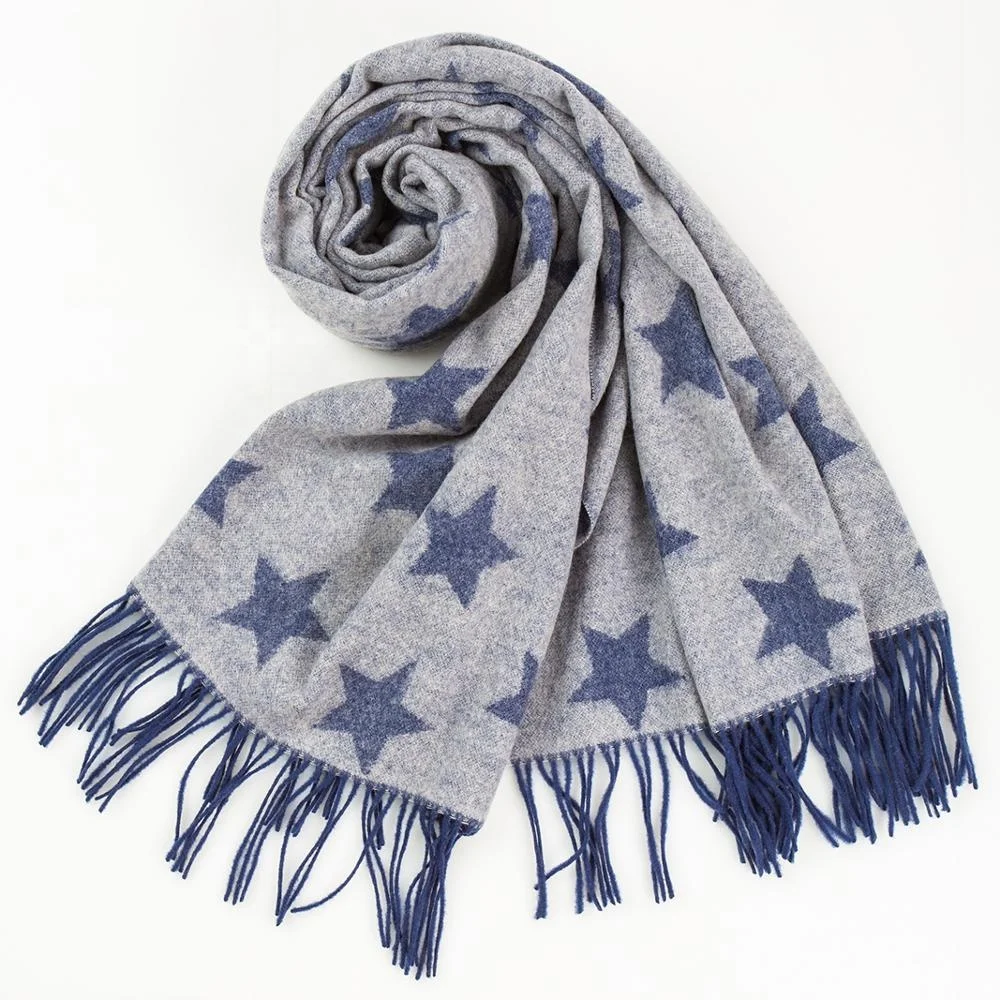 New Wholesale Pure Lambwool Jacquard  Weave Different Color Winter Cashmere wool blanket scarf