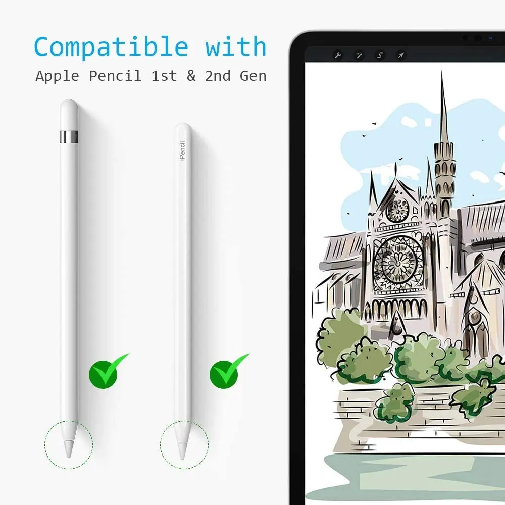 Мягкие демпфирующие наконечники Paperfeel Замена для Apple Pencil 1-го поколения и 2-го ручки с шумоподавлением iPad