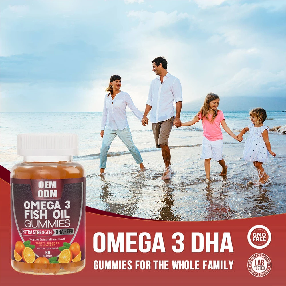 OEM Organic DHA EPA Omega 3 Gummies With Omega 6 9 For Supports Brain Joint Heart Eyes And Immune System