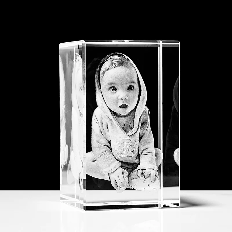 Индивидуальные 3d фото лазерная гравировка кристалл пресс-папье прозрачный куб для украшения подарок фоторамка