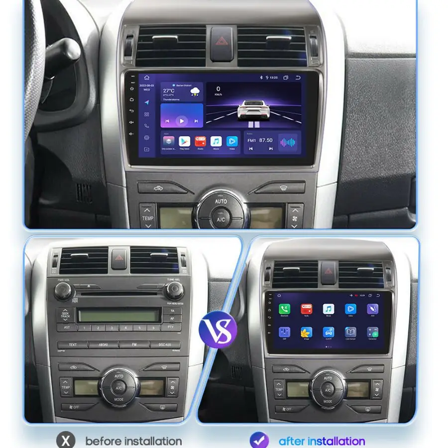 Автомагнитола 2 Din 9 дюймов Carplay Android Авто Радио DVD ТВ-плеер с GPS Hud дисплеем для Toyota Corolla