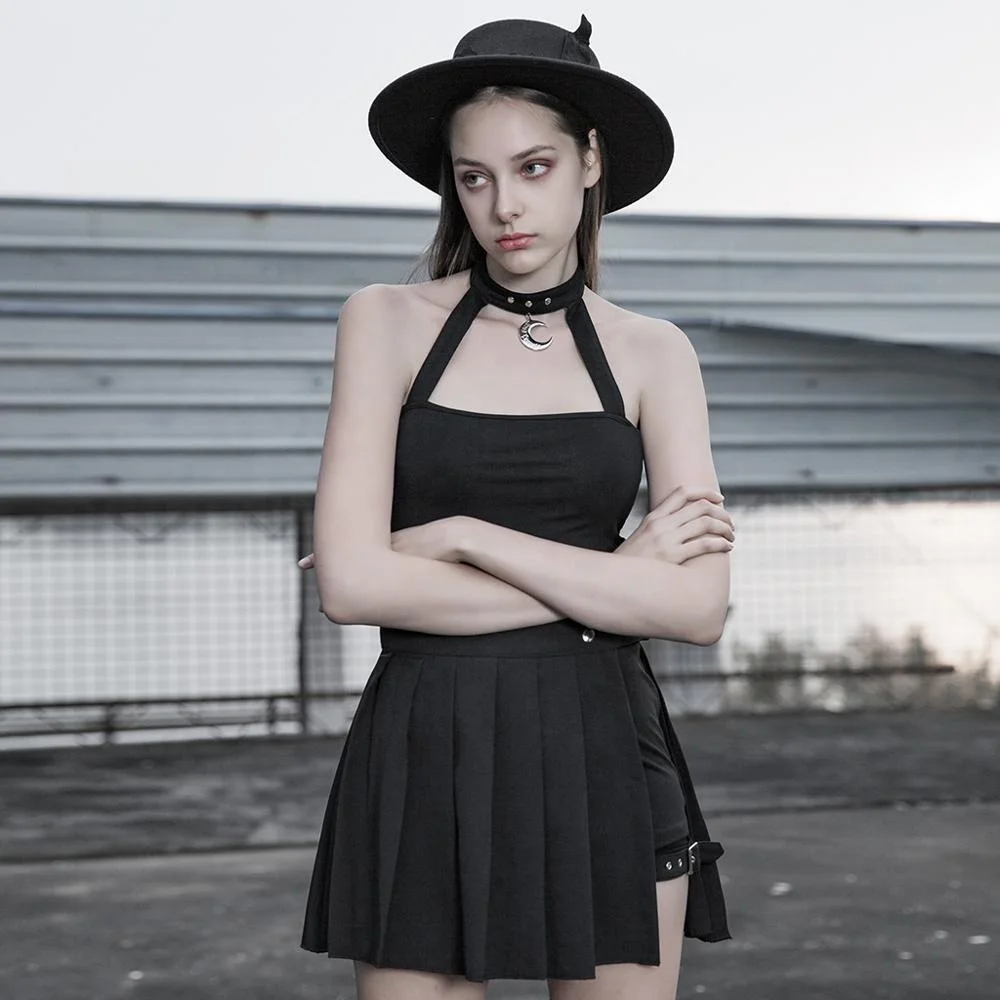 
 OPT-333 PUNKRAVE Punk декоративный жилет с подвеской жилет с открытой спиной Женская Сексуальная футболка  