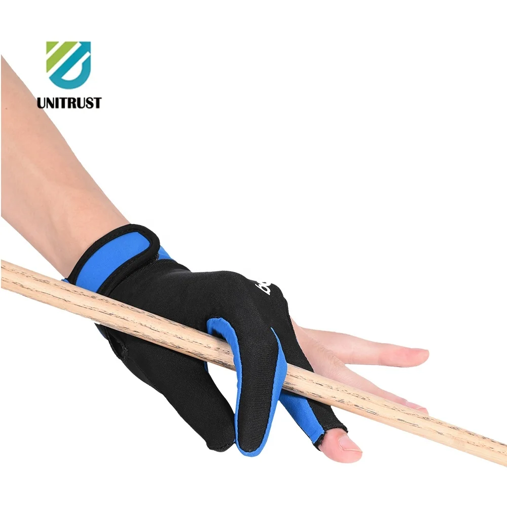 Customized Logo high quality 3 finger billiards gloves breathable pool snooker cue gloves