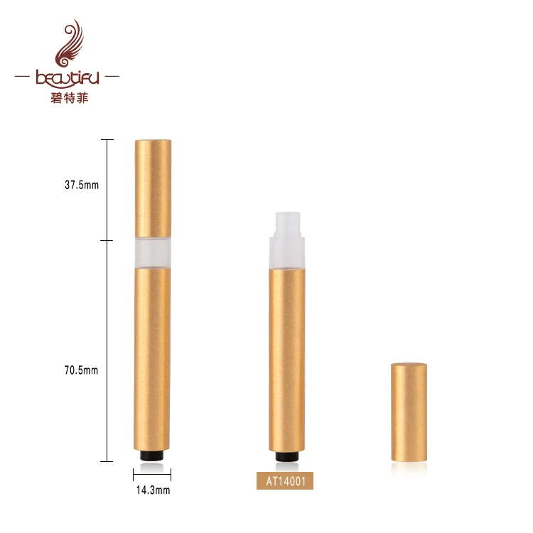 Brush aluminum gold makeup combo with 6ml mascara tube+dual head mascara bottles+5ml eyebrow dye container+3ml nail polish pen