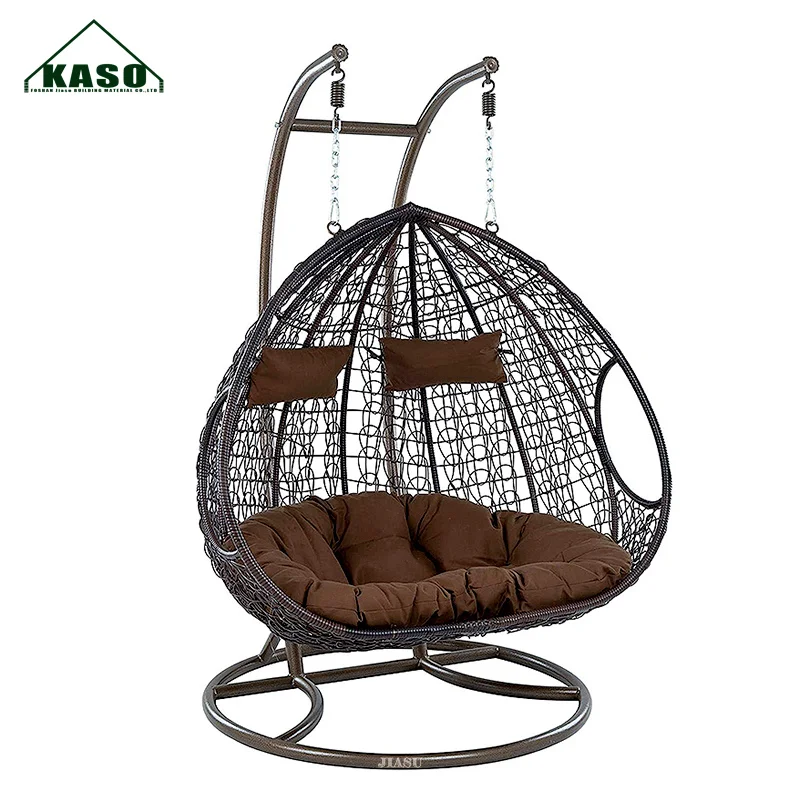 Outdoor Hanging Egg with Stand Out Door Kid Garden Rattan Basket Modern Double Patio Swing Chair