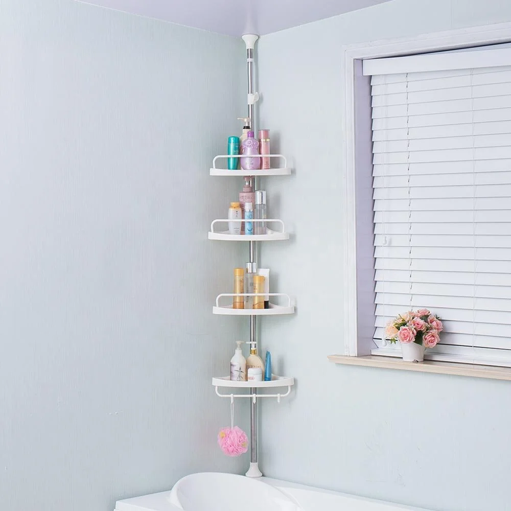 Wholesale High Quality Height Extendable Bathroom Cosmetics Organizer  Four Tiers Corner Storage Rack For Sale DQ601D