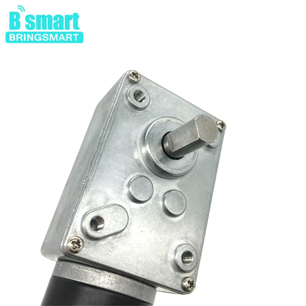 BringSmart 1.6-70kg.cm high torque worm gear motor 24v brush  dc motor 12v low rpm for robot price dc worm geared motor