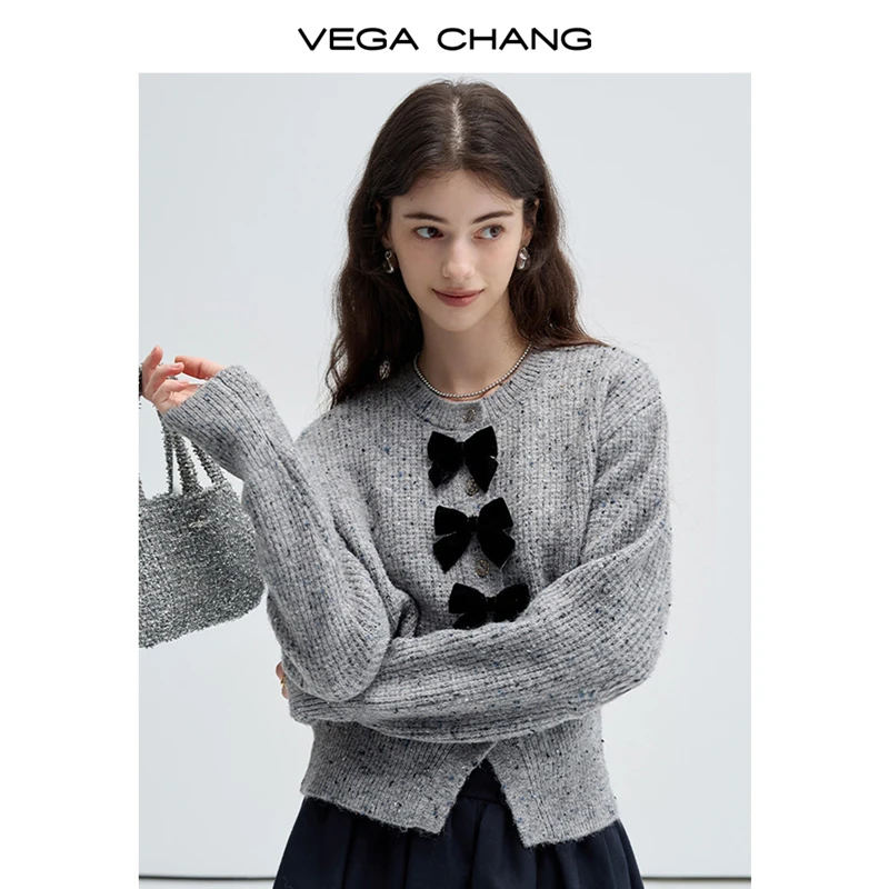 Vega Chang 2025 Новый трикотаж для осени Дизайн ниша Miu стильный кардиган-Бабочка Топ шерстяной свитер