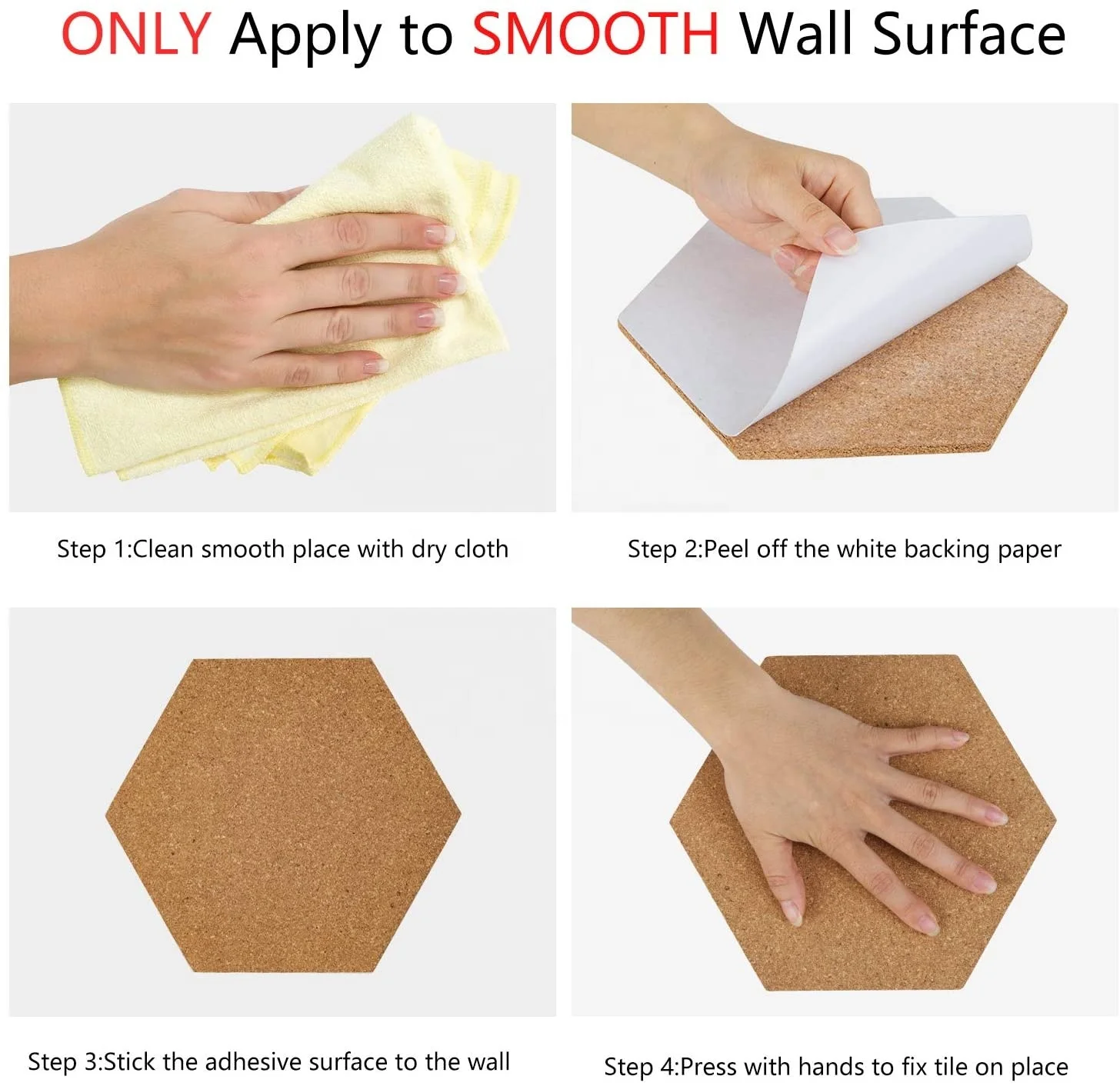 
Self-Adhesive Cork Board Tiles Mini Wall Bulletin Board with 50 Multi-Color Push Pins 