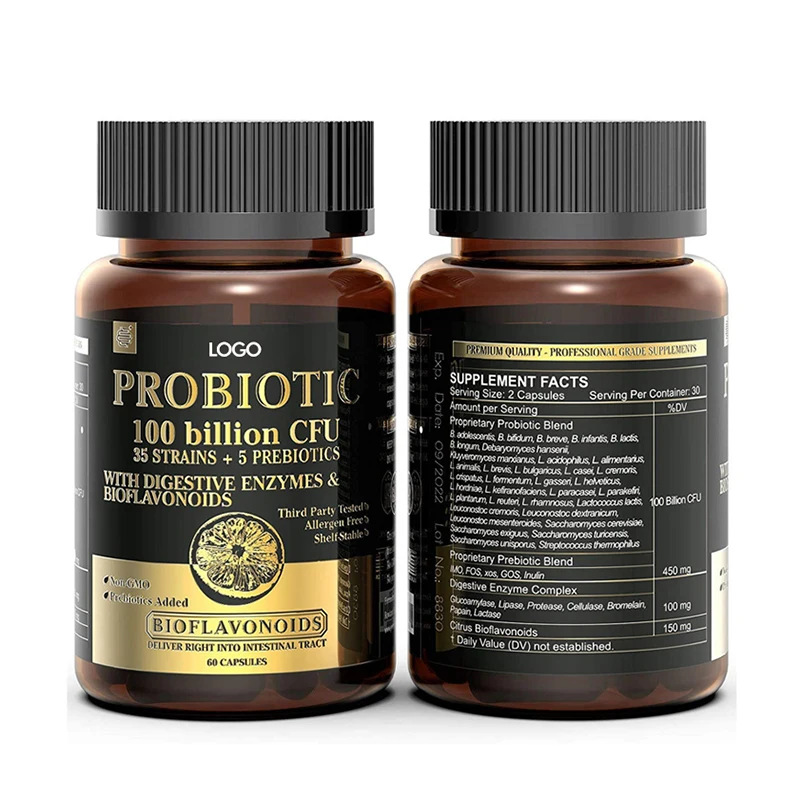 Диетические добавки, ежедневное прием, частная торговая марка, пищеварительная помощь, уменьшение вздутия живота, пробиотики в капсулах