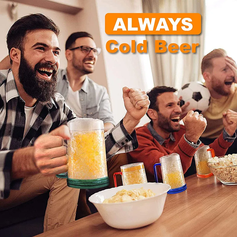Hot sell Double Walled Plastic Beer Freezer Mugs With Gel