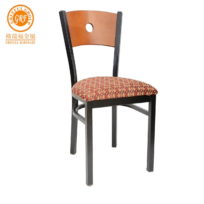 Metal Chair With Wood Back leather Seat In Restaurant metal chair in dinning room iron chair for kitchen