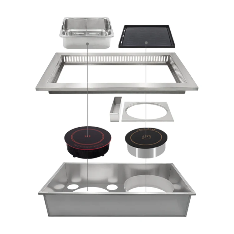 AOBL barbecue hot pot integrated smokeless purification equipment Korean style barbecue smokeless hot pot