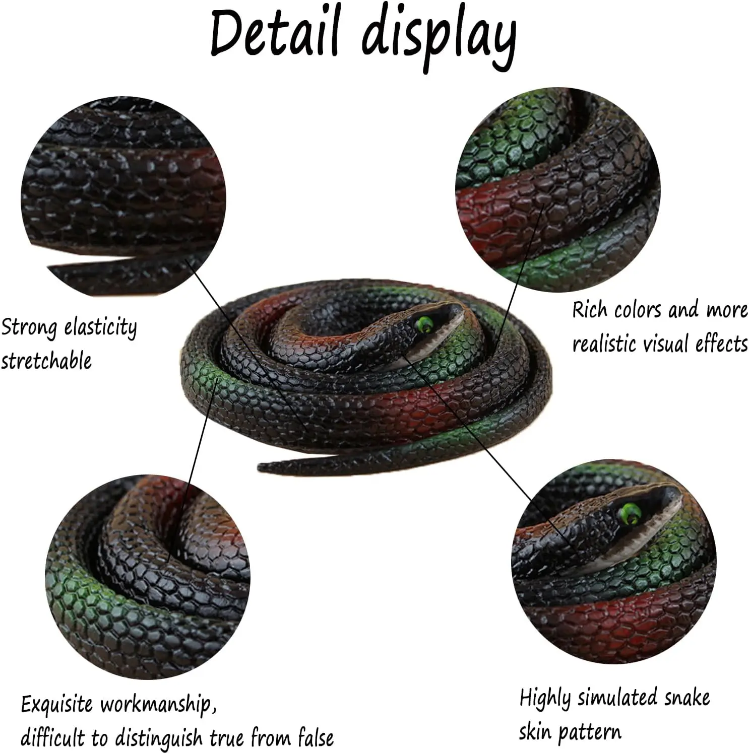 Realistic Rubber Snake for Garden, Rubber Snakes to Keep Birds/Squirrels Away