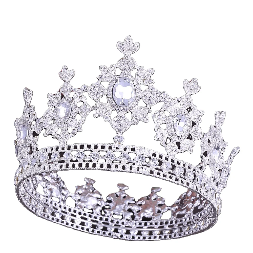 Custom Made Round Crown Gold King Bridal tiara Hair Crown Jewellery Wedding Gown With Birthday Girl crown