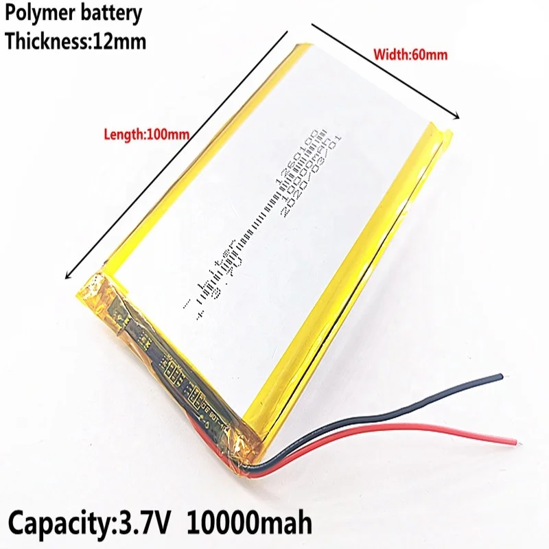 Good Quality 3.7V, 10000mAH, 1260100 Polymer lithium-ion / Li-ion battery for TOYS, POWER BANK, GPS,