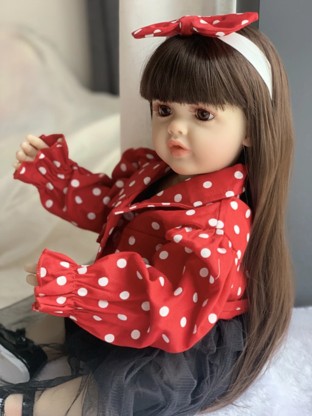 R&B Wet Girls Reborn Doll 60cm Baby Dolls Black 24 Inch Silicone Realistic Wholesale Kit Benes De Reborn Baby Dolls