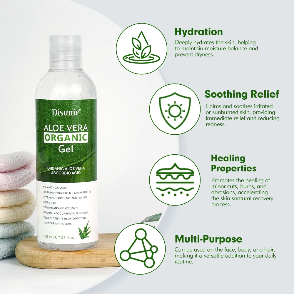 Organic Aloe Vera Gel Skin Barrier Repair Face & Body Moisturizer Deep Soothing Hydration Gel Aloe Vera For Dry Skin Care