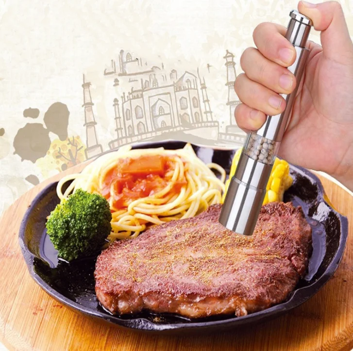 New Style stainless Steel Manual Kitchen Gadgets One Hand Pepper Grinder