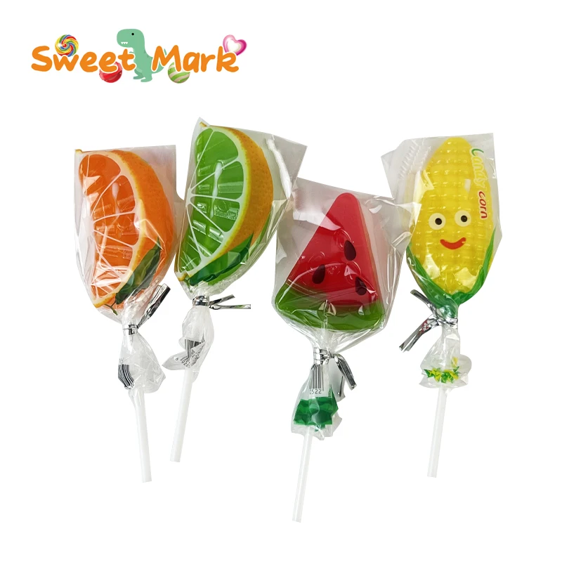 Halal Candy Fruit Shape Lollipop Fruity Flavor Sweet Hard Candy Lollipop