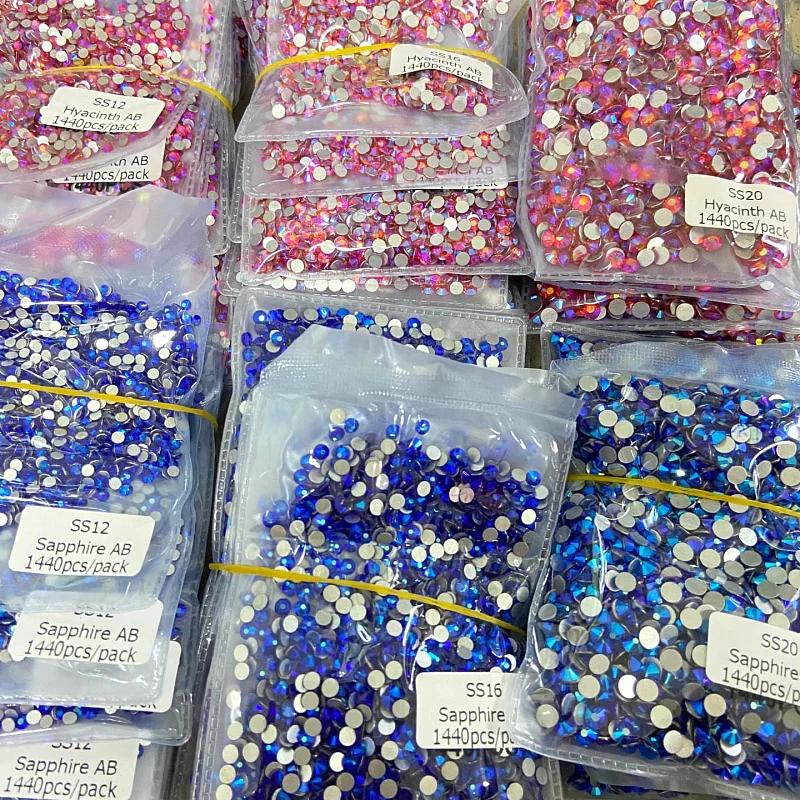 Wholesale ss3-ss20 Glass Flat Back Bling AB Rhinestones Shapes