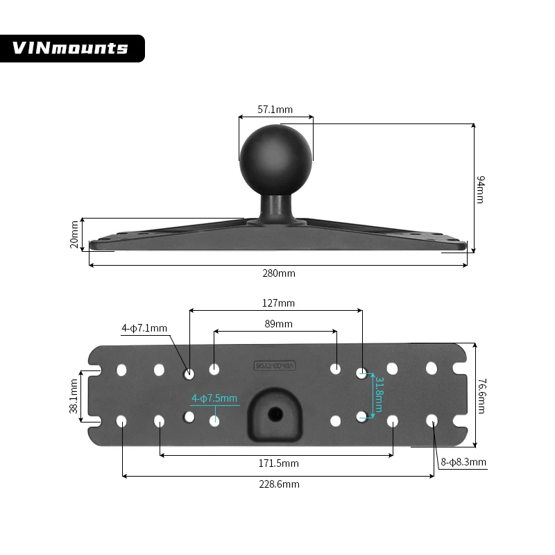 2.25' Largest 21cm Universal Transducer Bracket Fishes Finder Mount