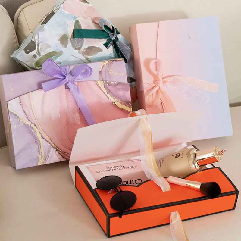 Custom Logo Bow Ribbon Gifts Carton Paper Packing Scarf Box Pajamas Shirt Packaging Boxes Gift Package