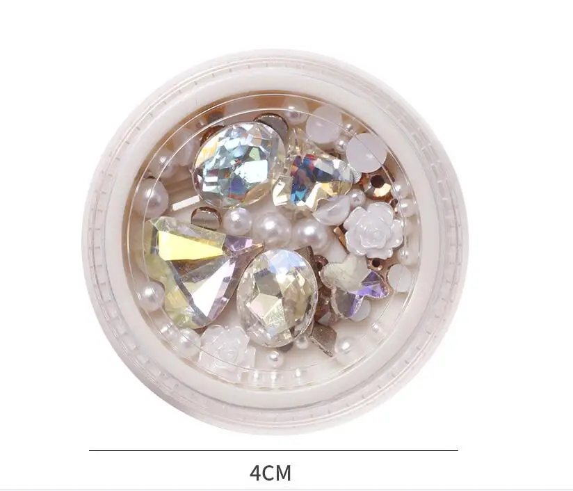 Popular promotional metal gem flower nail decoration nail drill nail accessories