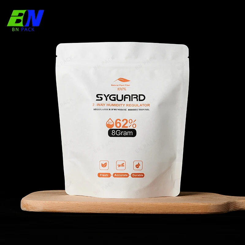 Eco Friendly Corn Starch Based Zip Lock Paper Packaging Compostable Biodegradable Pla Lined White Kraft Paper Stand Up Bag