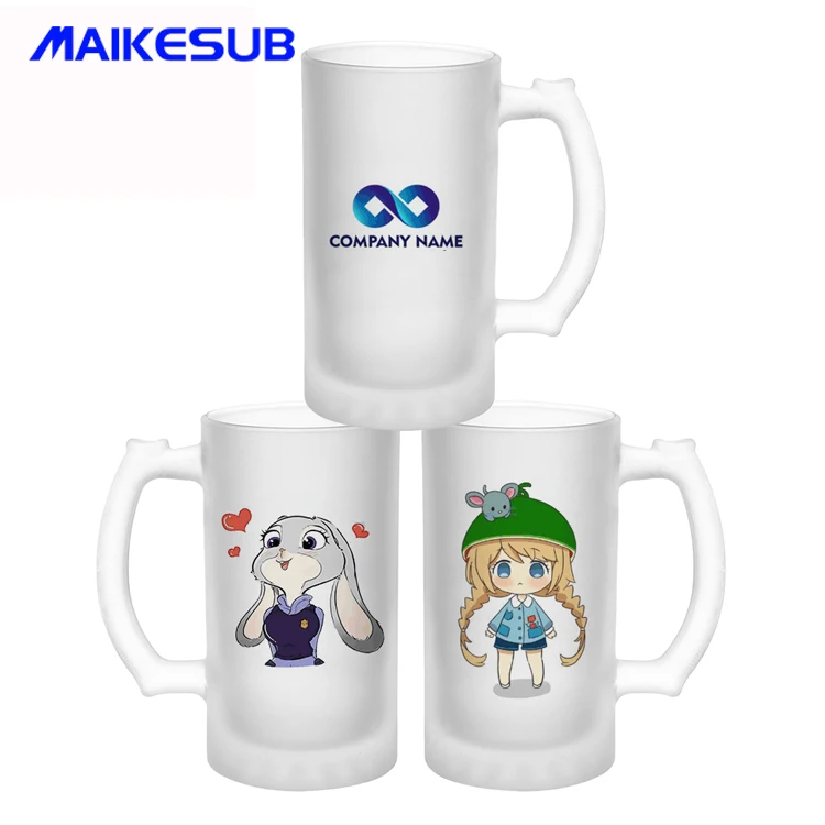 Sublimation coating items glass beer mug and 16oz heat press printing glass mug