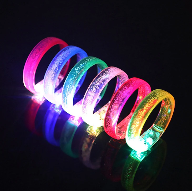 manufacturer custom elastic stack color plastic pvc led light up wristband sets charms stretch bracelet for male and female