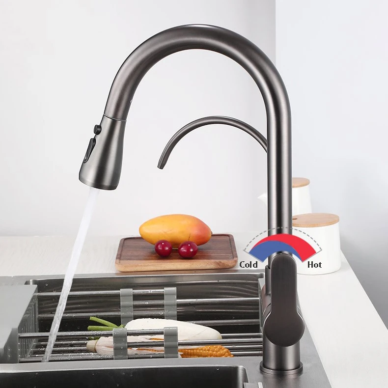 Grey Touch Filter Mixer Tap Solid Brass Hot Cold Kitchen Fixture Pull Out Taps Smart Sensor Touch Kitchen Faucet