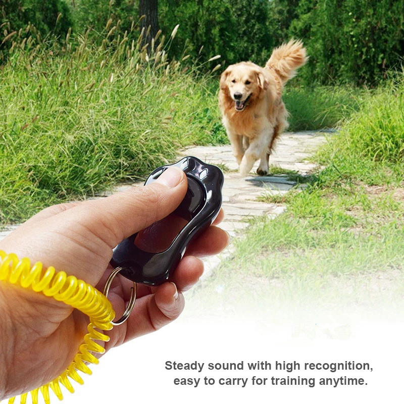 Pet Training Clicker Manual Wrist Strap Ring Clicker Press Training Stop Barking Training Whistle Round Dog Clicker