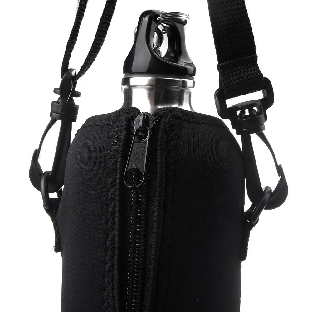 thermal aluminum hiking neoprene water bottle cover strap shoulder holder bag