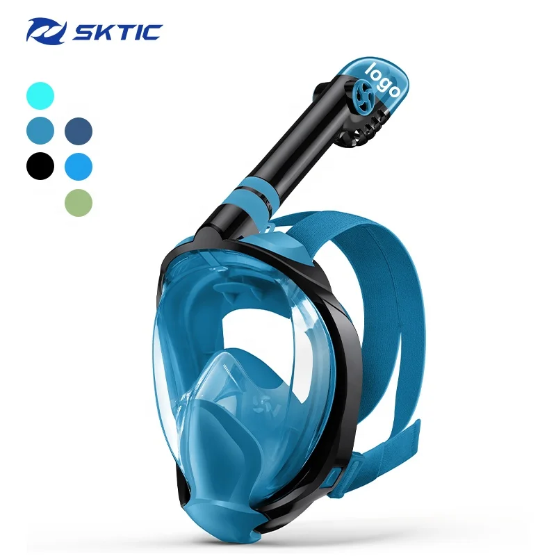 SKTIC OEM Freediving Full Face Snorkeling Mask Adults Anti Fog Leak Snorkeling Gear Mask With Detachable Camera Mount For Travel