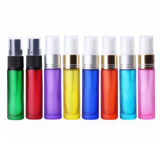
5ml 10ml matte frosted mini empty refillable travel size glass spray perfume bottles set 