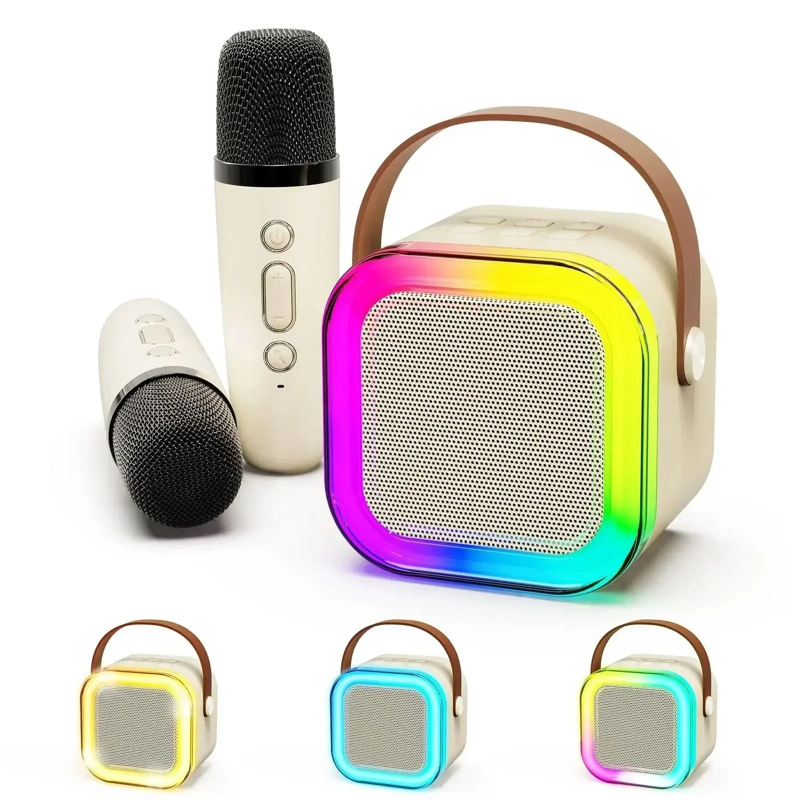 Portable Speakers Mini Wireless bt RGB LED Light With Handheld Karaoke Mic Music Player Singing Recorder Ktv Microphone