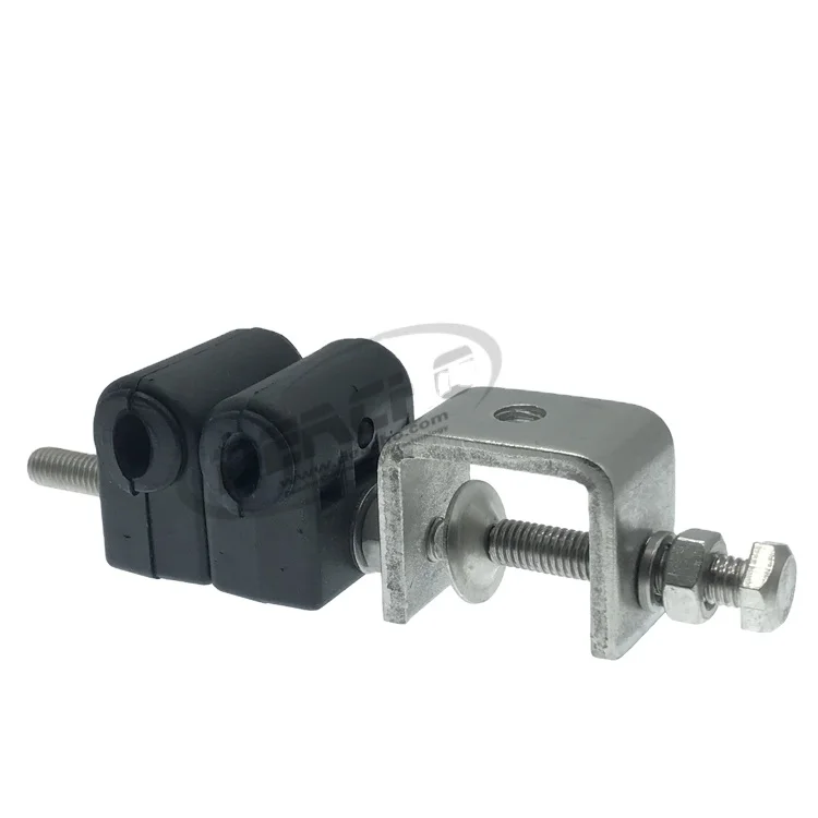 Cable clamp with rubber grommet for 7mm to 8mm optical fiber cable and power cable fixing clips