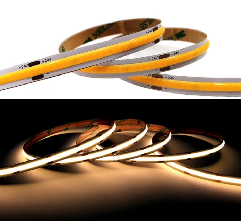 Ip67 Ip20 пвх медь Dc 12 В 24 Гибкая Rgb Cob Светодиодная лента для декоративного освещения отеля