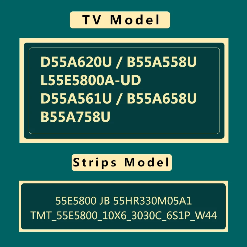TCL 55 дюймов 10 шт./лот 5 ламп 6V Светодиодная подсветка полосы для ТВ D55A620U/B55A558/L55E5800A-UD/D55A561U/B55A658U/B55A758U