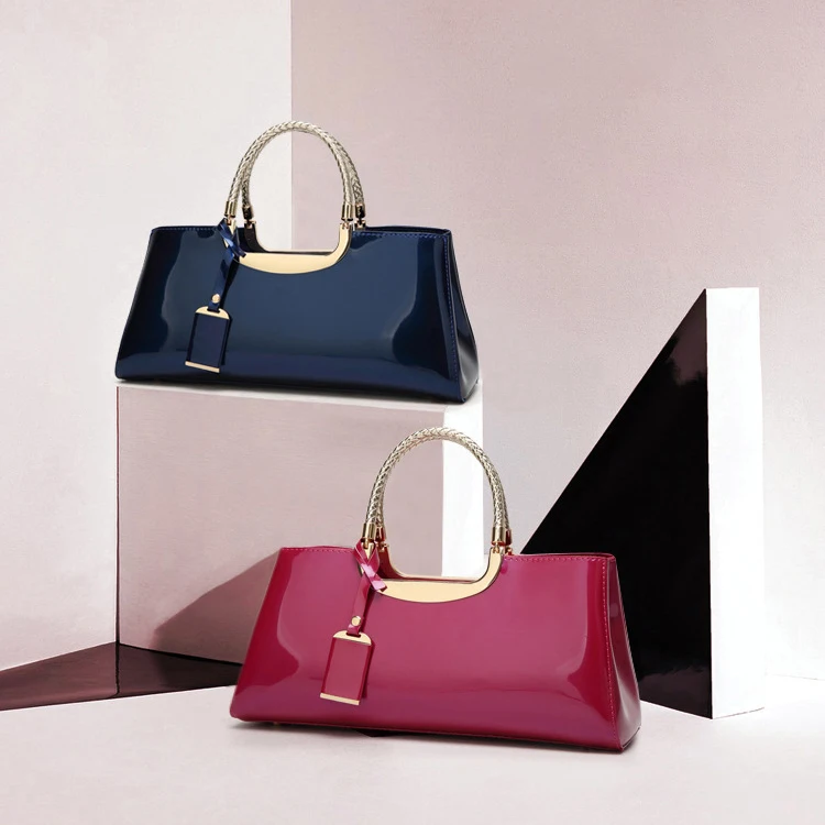 2021 Luxury Vintage Patent Leather Women Handbag Clutch Evening Bag