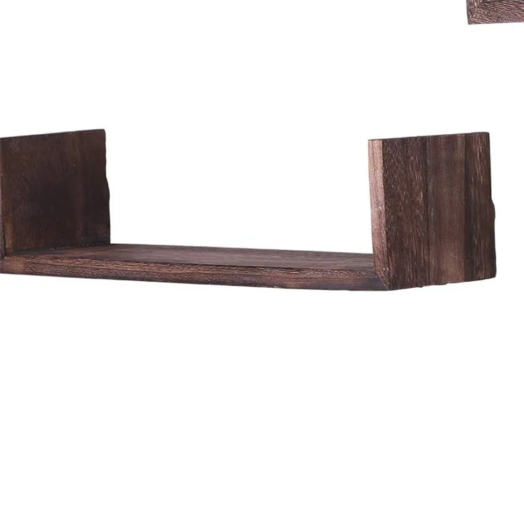 Set of 3 Decorative Farmhouse Wall Mounted U Shaped Wooden Wall Floating Shelf Wall Mounted Storage Shelves for Home Office