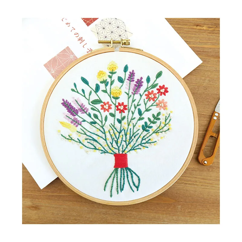 Xiurun 2021 Hot Sale  New Arrival DIY Roman Heart Flowers  Embroidery Handicrafts Beginner Embroidery Material Kit Stitch Kit