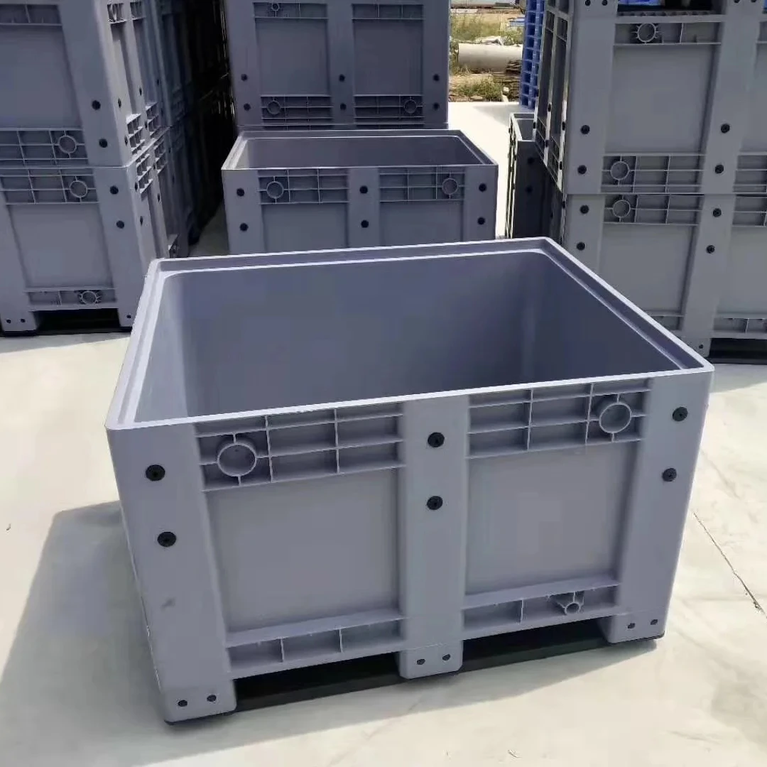 large plastic pallet box for sale 1200x1000x780mm closed deck four way pallet bins heavy duty Lypallets